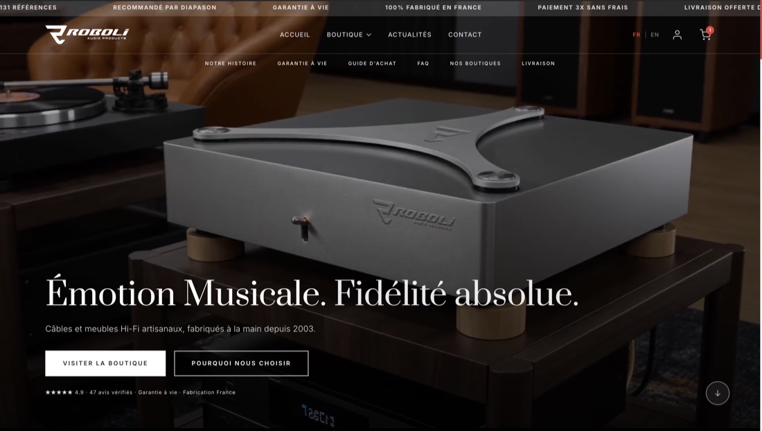 Site e-commerce Roboli Audio